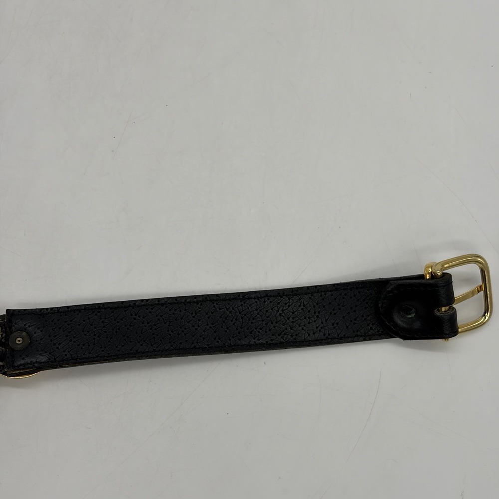 Vintage Avignon Womens M Belt Black Leather Silver & Gold Beading Boho Western - Picture 9 of 16